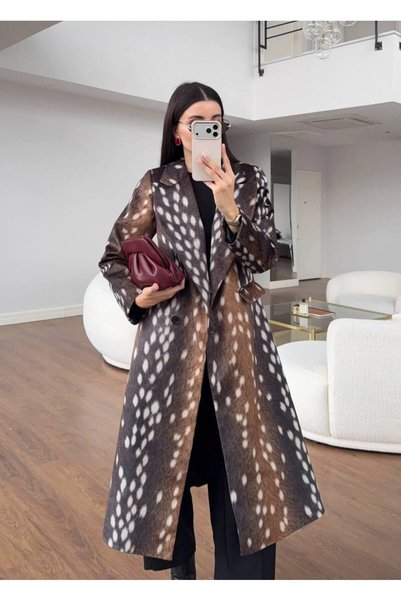 Butik Beyza Μακριά καμπαρντίνα με σχέδιο Bambi, εξαιρετικής ποιότητας και τέλ...