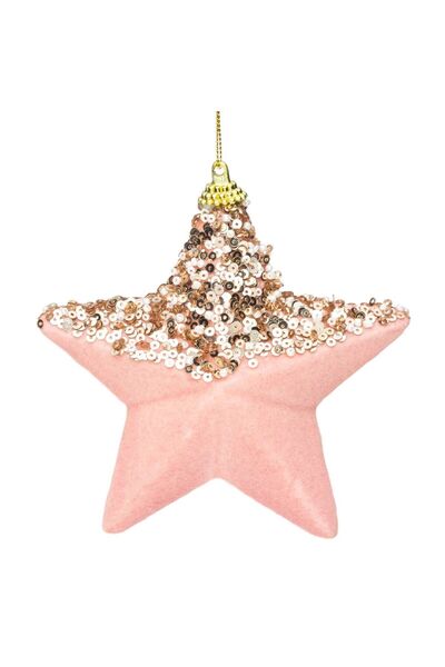 OEM Ornament Brad de Craciun Stea din Spuma Roz Catifelata 12cm