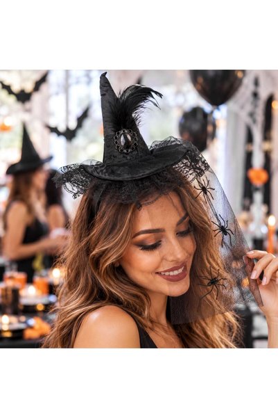 OEM Coronita Par de Halloween cu Palarie de Vrajitoare Tul & Paianjeni