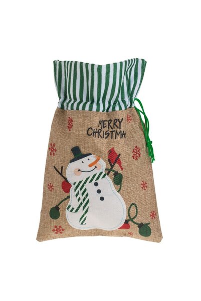OEM Saculet Cadou de Craciun Om de Zapada Verde cu Dungi 25x35cm