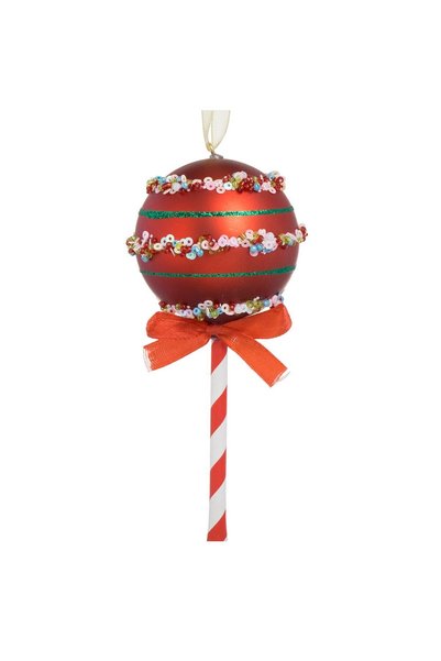 OEM Ornament Brad de Craciun Acadea Rosie cu Margele 14cm