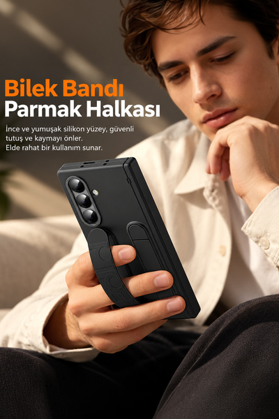 bbtech Samsung Galaxy Z Fold 8 Ultra ile Uyumlu MagSafe Özellikli Standlı Bilek Askılı Kılıf