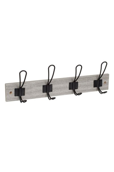OEM Cuier din Lemn de Petre Gri cu 4 Carlige 45x7x1.2cm
