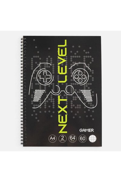 OEM A4 Math Notebook with Spiral Cover with Gamer Next Level Pattern & 2 Subj...