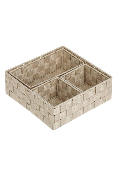 OEM Cos de Depozitare Bej tip Ratan Metalic (3 Marimi) - 4buc