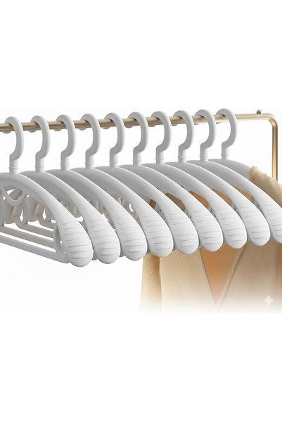 Generic شماعة ملابس بلاستيكية، شماعة بلاستيكية سميكة للغاية وعريضة الكتف للبا...