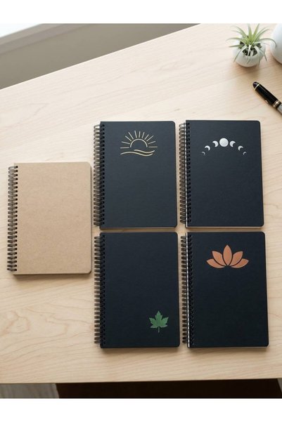 SİYAH KARTON KAPAKLI LAZER KESİM DESENLİ 100 YAPRAK KARELİ DEFTER 17X24
