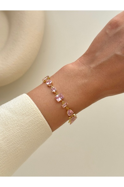 YOUES JEWELRY سوار من الفولاذ 316L مرصع بالأحجار الكريمة الملونة من الزركون