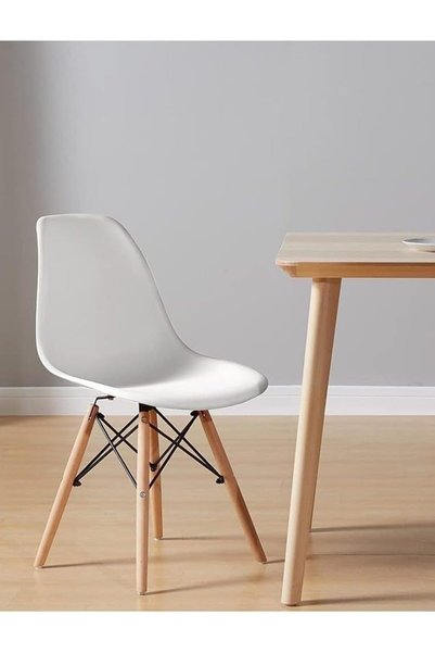 Generic المفرج للأوانى المنزلية Plastic Chair With Wooden Legs White 36x45x36...