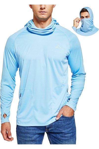 Generic Men's Sun Protection Hoodie UPF 50+ Fishing Hiking Shirt Long Sleeve ...