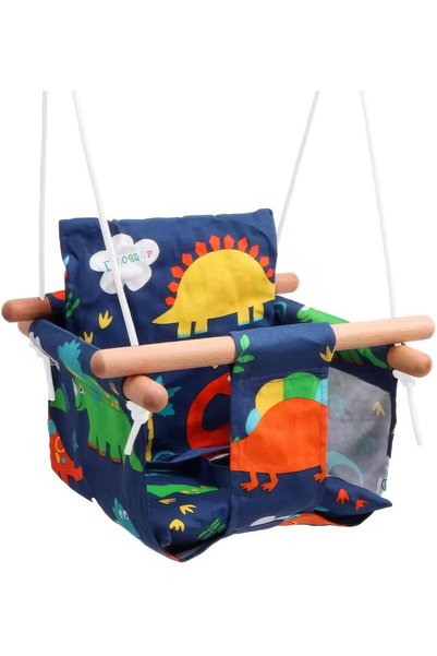 Generic Swing Seat Secure Canvas and Wooden Hanging Swing Chair for Infant, T...