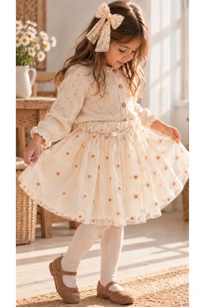 chipiques Pink Sequined 3D Romantic Lace Tutu Skirt with Buckle Gift