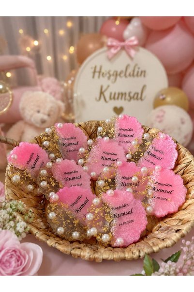 Gami Handmade Pink Magnet Epoxy with Pearls Promise, Engagement, Wedding, Wed...