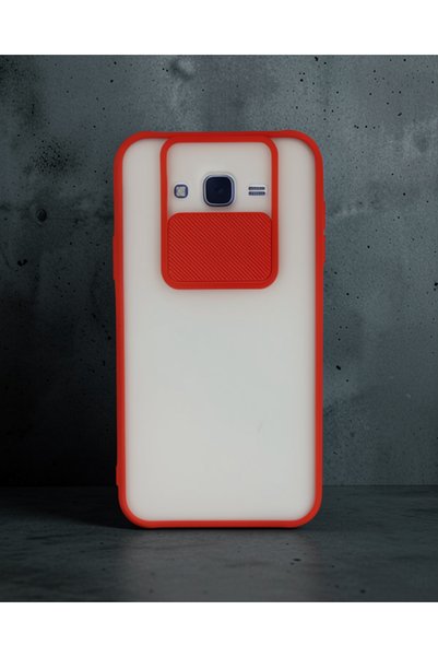 teknodayım Samsung Galaxy J7 Case Palm Frosted Camera Sliding Silicone - Red