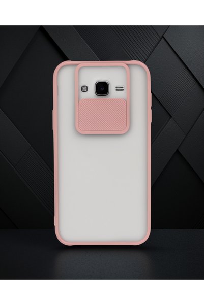 teknodayım Samsung Galaxy J7 Case Palm Frosted Camera Sliding Silicone - Pink