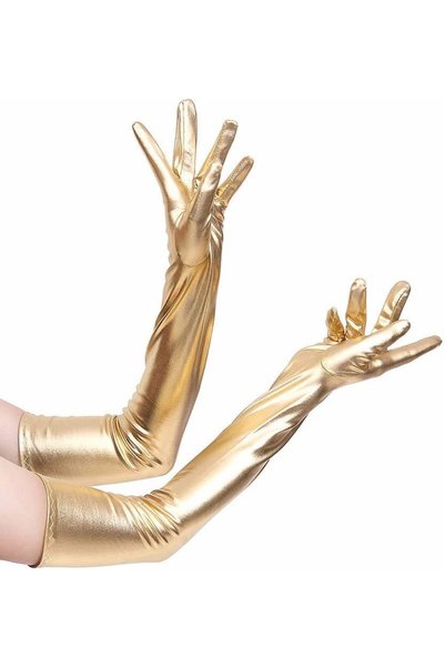 Generic قفازات ساتان للمسرح، قفازات ساتان طويلة تصل إلى الكوع 21 بوصة، قفازات...