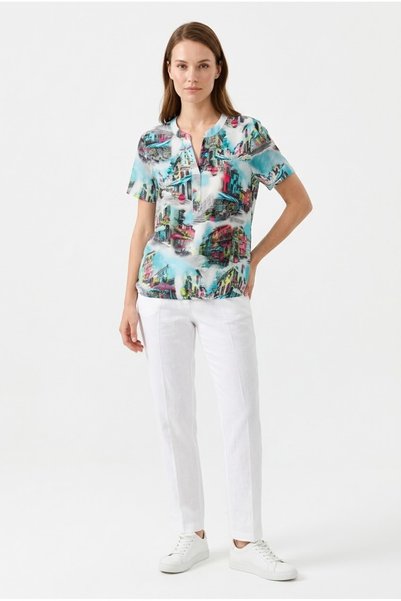 Neden Tekstil Patterned Women's V-Neck Short Sleeve T-Shirt