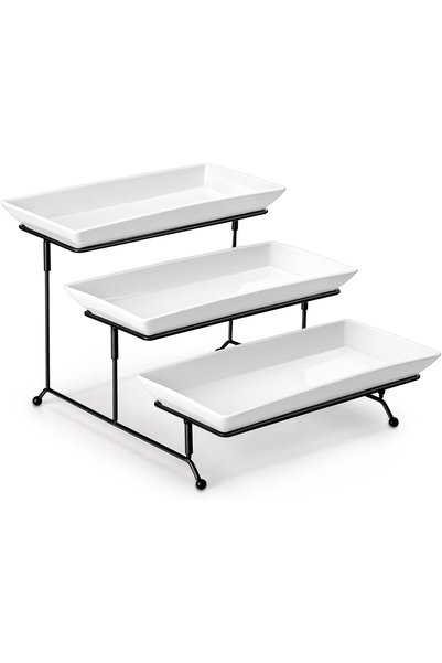 Generic 3 Tier Serving Trays for Party, Porcelain Serving Platters and Trays,...