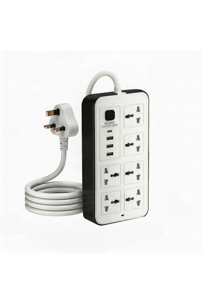 GENERAL وصلة تمديد كهربائية عالمية بـ 6 منافذ مع 3 منافذ USB وشحن سريع من نوع...