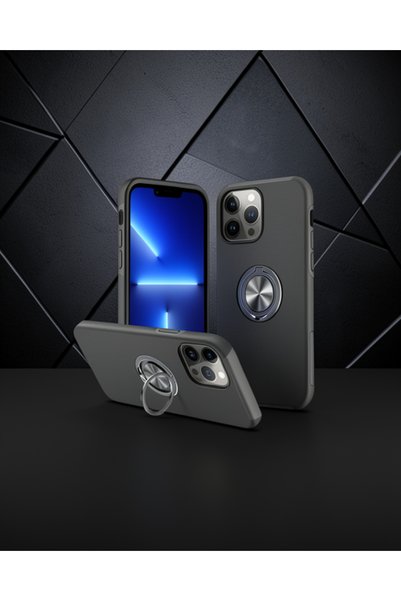 teknodayım Apple iPhone 13 Pro Max Case Elite Ring Cover - Black