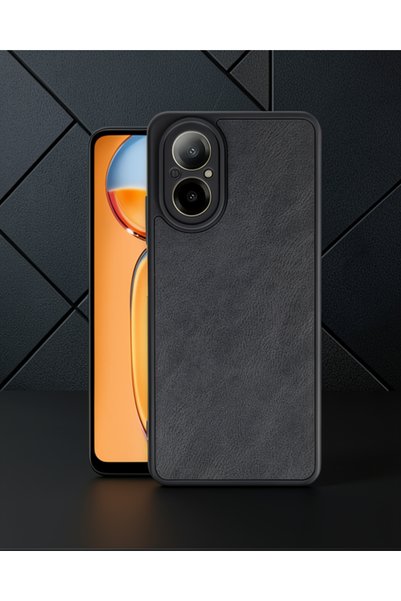 teknodayım Realme 12 Lite Case Aras Leather Cover - Black