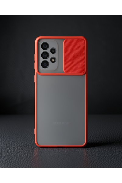 teknodayım Samsung Galaxy A33 5g Case Palm Frosted Camera Sliding Silicone - Red