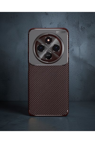 teknodayım حافظة هاتف Xiaomi Redmi 14c ذات غطاء كربوني بتركيز تلقائي - أخضر داكن