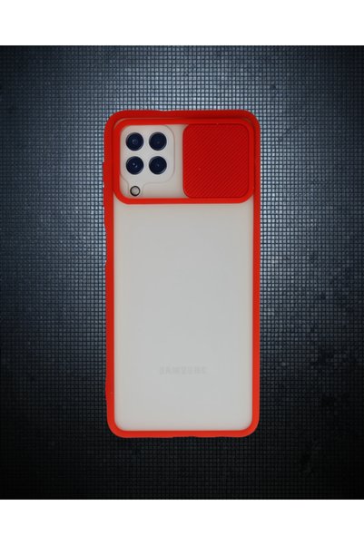 teknodayım Samsung Galaxy A22 Case Palm Frosted Camera Sliding Silicone - Red