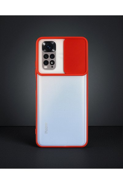 teknodayım Xiaomi Redmi Note 11 Case Palm Frosted Camera Sliding Silicone - Red