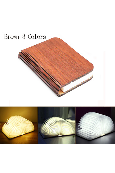 Choice L-21.6x16.9x2.4cm Brown 3colors LED Foldable Book Light Creative Woode...