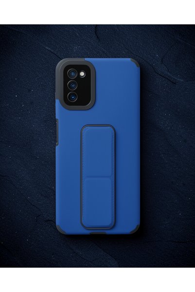 teknodayım Samsung Galaxy A03S Case Mega Silicone with Stand - Blue