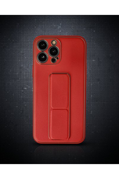 teknodayım Apple iPhone 13 Pro Max Case Coco Leather Stand Cover - Red