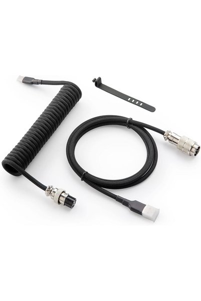 Generic كابل USB C ملفوف مخصص للوحة مفاتيح الألعاب، كابل لوحة مفاتيح ميكانيكي...