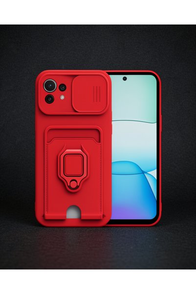 teknodayım Xiaomi Mi 11 Lite Case Zuma Silicone with Ring and Business Card H...