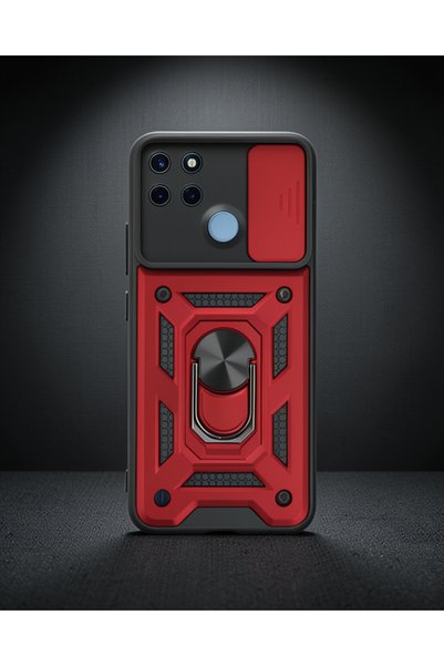 teknodayım Realme C25Y Case with Pars Lens Ring Silicone - Red