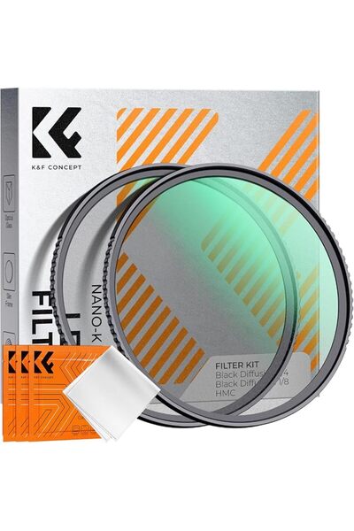 K&F CONCEPT مجموعة فلاتر توزيع الضوء باللون الأسود مقاس 77 مم، 1/4 و 1/8