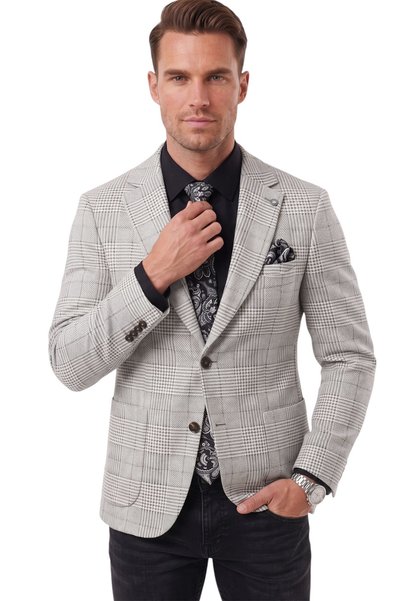 DeepSEA Erkek Slim Fit Ekose Gri Blazer Ceket – Astarlı Kışlık Şık Spor Ceket 2702420