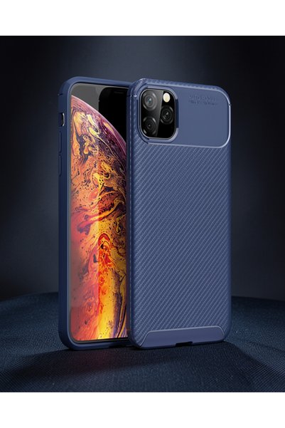 Generic Brand Apple iPhone 11 Pro Max Case Auto Focus Carbon Cover - Navy Blue