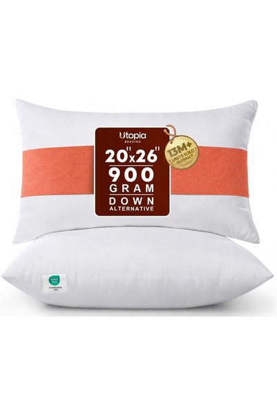 Generic Throw Pillows Insert (Pack of 2, White) - 20 x 26 Inches Bed and Couc...