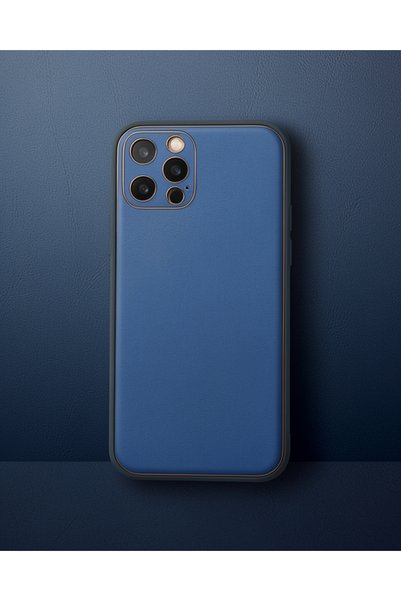Generic Brand Apple iPhone 12 Pro Max Case Coco Leather Silicone Cover - Blue