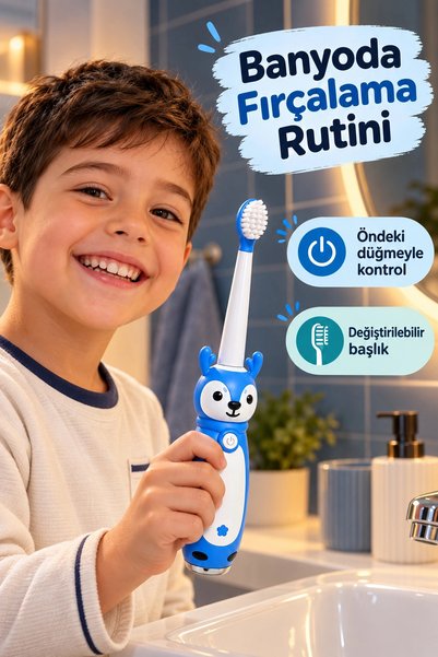 Epilons Elektrikli Diş Fırçası Mavi Gövdeli İki Yedek Başlıklı