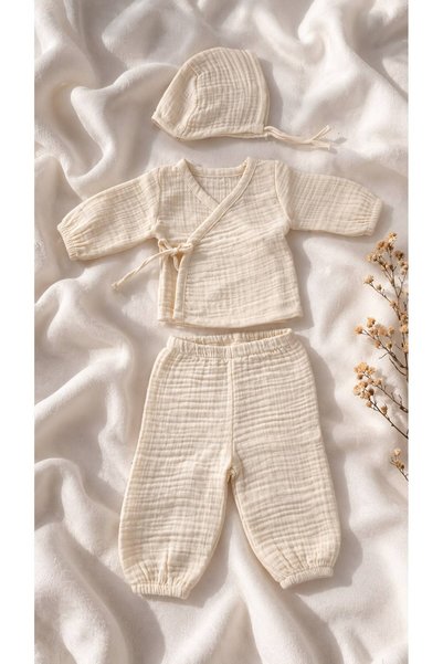 %100 ORGANİK PAMUK ERKEK BEBEK YENİDOĞAN SET