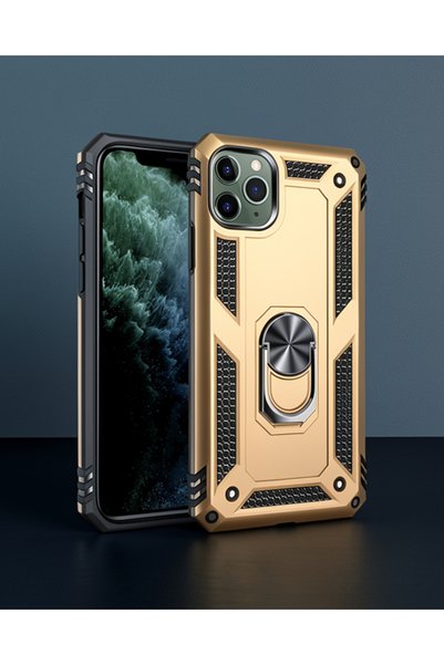 Generic Brand Apple iPhone 11 Pro Max Case Sofia Ring Silicone Cover - Gold