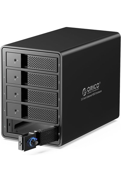 Orico حاوية محرك أقراص صلبة خارجية مقاس 3.5 بوصة مزودة بـ 5 فتحات USB 3.0 تدع...