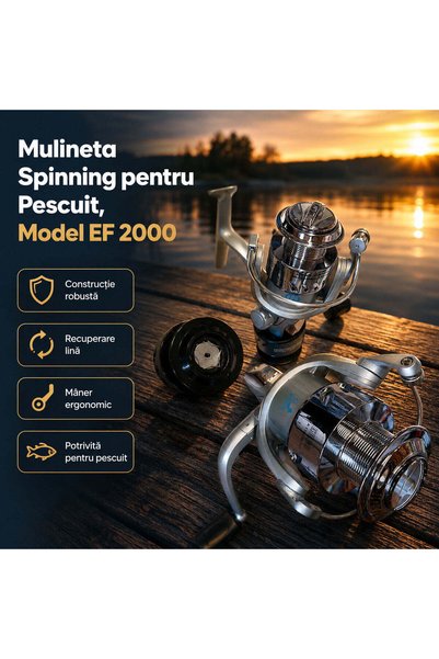 FOXMAG24 Μηχανισμός ψαρέματος spinning, Μοντέλο EF 2000, Ασημί