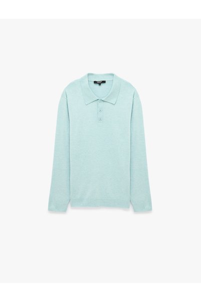 Koton Long Sleeve Buttoned Polo Neck Knitwear Sweater