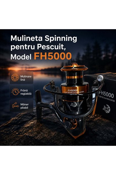 FOXMAG24 Μηχανισμός ψαρέματος spinning, Μοντέλο FH5000, Μαύρο