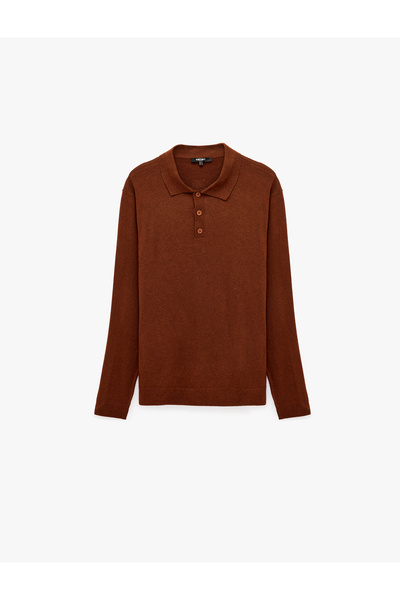 Koton Long Sleeve Buttoned Polo Neck Knitwear Sweater