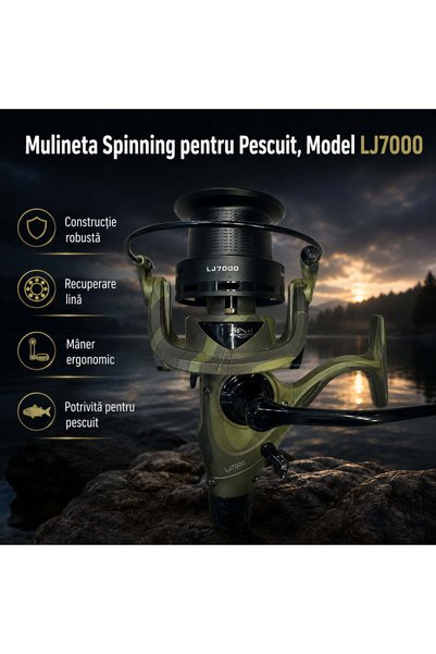 FOXMAG24 Μηχανισμός ψαρέματος spinning, Μοντέλο LJ7000, 7000, Καμουφλάζ, Αλου...