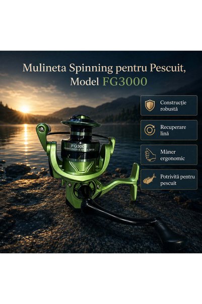 FOXMAG24 Μηχανισμός ψαρέματος spinning, Μοντέλο FG3000, Πράσινο, 3000, 150 g